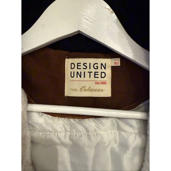 Vintage Design United Fleece Lined Navy & Cream Star Zip Up Cardigan Sweater sz - Picture 6 of 7